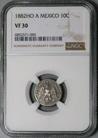 1882/1-Ho NGC VF 30 Mexico 10 Centavos Hermosillo Mint 25k Silver Coin POP 1/1 (23100602C)