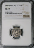 1882/1-Ho NGC VF 30 Mexico 10 Centavos Hermosillo Mint 25k Silver Coin POP 1/1 (23100602C)