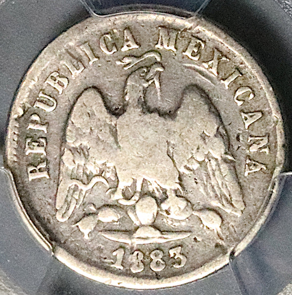 1883-As PCGS F 12 Mexico 10 Centavos Alamos Mint 8k Rare Silver Coin POP 1/0 (25070901C)