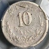 1883-As PCGS F 12 Mexico 10 Centavos Alamos Mint 8k Rare Silver Coin POP 1/0 (25070901C)