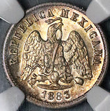 1883/2-Mo NGC MS 63 Mexico 10 Centavos Overdate Mint State Silver Coin (24021501C)
