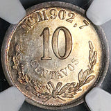 1883/2-Mo NGC MS 63 Mexico 10 Centavos Overdate Mint State Silver Coin (24021501C)