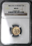 1883/2-Mo NGC MS 63 Mexico 10 Centavos Overdate Mint State Silver Coin (24021501C)