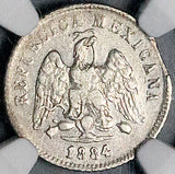 1884-As NGC AU 53 Mexico 10 Centavos Alamos Rare Clip Flan Mint Error Silver Coin (26082103C)
