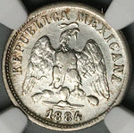 1884-Ho NGC AU Mexico 10 Centavos Hermosillo MintRare Coin POP 1/0 (24081401C)