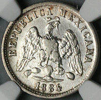 1884-Ho NGC AU Mexico 10 Centavos Hermosillo MintRare Coin POP 1/0 (24081401C)