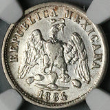 1884-Ho NGC AU Mexico 10 Centavos Hermosillo MintRare Coin POP 1/0 (24081401C)