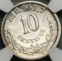 1884-Ho NGC AU Mexico 10 Centavos Hermosillo MintRare Coin POP 1/0 (24081401C)