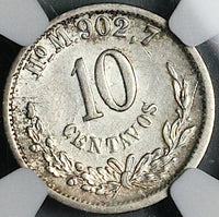 1884-Ho NGC AU Mexico 10 Centavos Hermosillo MintRare Coin POP 1/0 (24081401C)