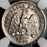 1884-Ho NGC MS 62 Mexico 10 Centavos Hermosillo Mint Rare SIlver Coin POP 1/3 (26032101C)