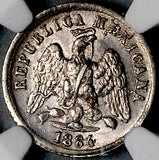 1884-Ho NGC MS 62 Mexico 10 Centavos Hermosillo Mint Rare SIlver Coin POP 1/3 (26032101C)