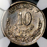 1884-Ho NGC MS 62 Mexico 10 Centavos Hermosillo Mint Rare SIlver Coin POP 1/3 (26032101C)