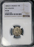 1885-Zs NGC VF 30 Mexico 10 Centavos Zacatecas No S Assayer Mint Error Silver Coin (26093003C)
