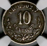 1886/6-CH NGC XF 40 Mexico 10 Centavos Chihuahua Mint Silver Coin (26082401C)
