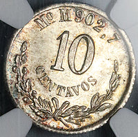 1887-Mo NGC MS 65 Mexico 10 Centavos Gem Silver Coin POP 2/0 (25032701C)