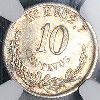 1887-Mo NGC MS 65 Mexico 10 Centavos Gem Silver Coin POP 2/0 (25032701C)
