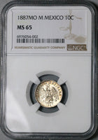 1887-Mo NGC MS 65 Mexico 10 Centavos Gem Silver Coin POP 2/0 (25032701C)