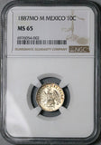 1887-Mo NGC MS 65 Mexico 10 Centavos Gem Silver Coin POP 2/0 (25032701C)