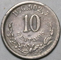 1888-Do Mexico 10 Centavos Durango Mint Rare 31k VF Silver Coin (25082102R)