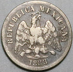 1888-Ho Mexico 10 Centavos VF Hermosillo Mint 25k Silver Coin (24081904R)