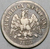 1888-Ho Mexico 10 Centavos VF Hermosillo Mint 25k Silver Coin (24081904R)