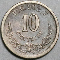 1888-Ho Mexico 10 Centavos VF Hermosillo Mint 25k Silver Coin (24081904R)