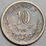 1888-Ho Mexico 10 Centavos VF Hermosillo Mint 25k Silver Coin (24081904R)
