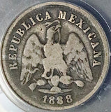 1888-Zs ANACS VG 8 Mexico 10 Centavos Zacatecas No S Mint Mark Error Silver Coin (26093003C)