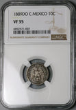1889-Do NGC VF 35 Mexico 10 Centavos Durango Mint 55k Silver Coin POP 1/1 (23092203C)