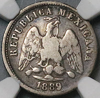 1889-Oa NGC F 15 Mexico 10 Centavos RARE Oaxaca Mint Silver Coin (24081302C)