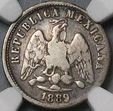 1889-Oa NGC F 15 Mexico 10 Centavos RARE Oaxaca Mint Silver Coin (24081302C)