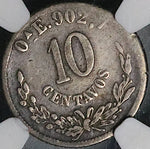 1889-Oa NGC F 15 Mexico 10 Centavos RARE Oaxaca Mint Silver Coin (24081302C)