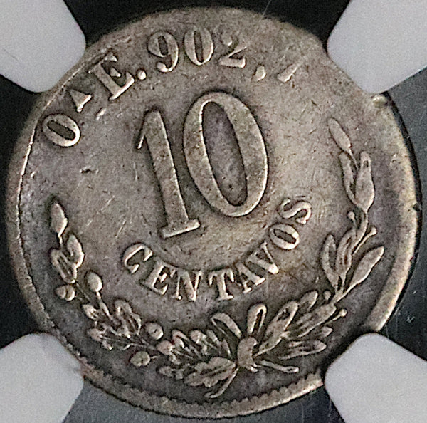 1889-Oa NGC F 15 Mexico 10 Centavos RARE Oaxaca Mint Silver Coin (24081302C)