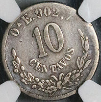 1889-Oa NGC F 15 Mexico 10 Centavos RARE Oaxaca Mint Silver Coin (24081302C)