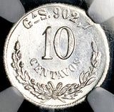1890-Ga NGC MS 64 Mexico 10 Centavos Guadalajara Mint Gem Silver Coin (26092302C)