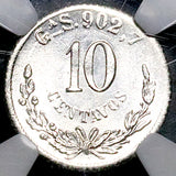 1890-Ga NGC MS 64 Mexico 10 Centavos Guadalajara Mint Gem Silver Coin (26092302C)