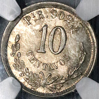 1891-Pi NGC MS 66 Mexico 10 Centavos Potosi Mint State Silver Coin POP 2/0 (23052303C)