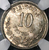 1891-Pi NGC MS 66 Mexico 10 Centavos Potosi Mint State Silver Coin POP 2/0 (23052303C)