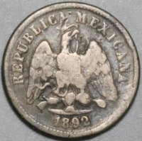 1892-Do Mexico 10 Centavos Durango Mint AVF Silver Coin (24081901R)