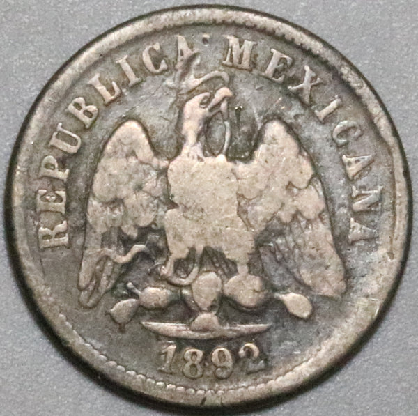 1892-Do Mexico 10 Centavos Durango Mint AVF Silver Coin (24081901R)