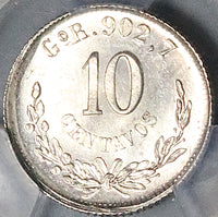 1892-Go PCGS MS 65 Mexico 10 Centavos Guanajuato GEM Silver Coin POP 1/2 (23111103C)