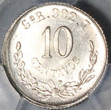 1892-Go PCGS MS 65 Mexico 10 Centavos Guanajuato GEM Silver Coin POP 1/2 (23111103C)
