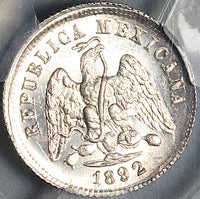 1892-Go PCGS MS 65 Mexico 10 Centavos Guanajuato GEM Silver Coin POP 1/2 (23111103C)