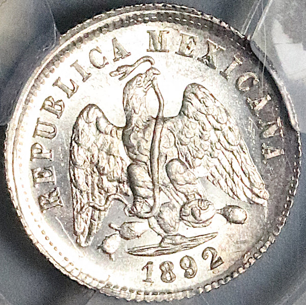 1892-Go PCGS MS 65 Mexico 10 Centavos Guanajuato GEM Silver Coin POP 1/2 (23111103C)