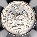 1892-Mo NGC MS 63 Mexico 10 Centavos Proof Like Lustrous Silver Coin  (26062201C)