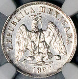 1892-Mo NGC MS 63 Mexico 10 Centavos Proof Like Lustrous Silver Coin  (26062201C)