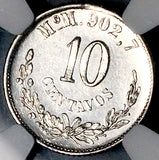 1892-Mo NGC MS 63 Mexico 10 Centavos Proof Like Lustrous Silver Coin  (26062201C)