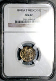 1893-Ga NGC MS 62 Mexico 10 Centavos Guadalajara Mint State Silver Coin (26092201C)