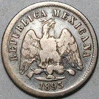 1893-Ho Mexico 10 Centavos Hermosillo Mint VF 67K Last Year Silver Coin (25082902R)