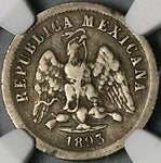 1893-Ho NGC XF 40 Mexico 10 Centavos Hermosillo Mint 67K Silver Coin POP 1/0 (23050401C)